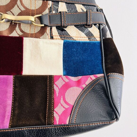 Beautiful Mixed Textile Crossgrain Patchwork Shoulder Bag Purse - Picture 2 of 7